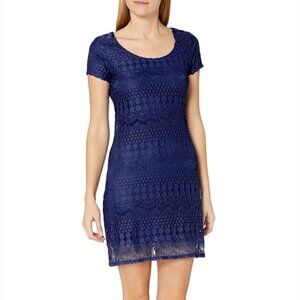 Tiana Navy Blue Short Sleeved Lace Dress